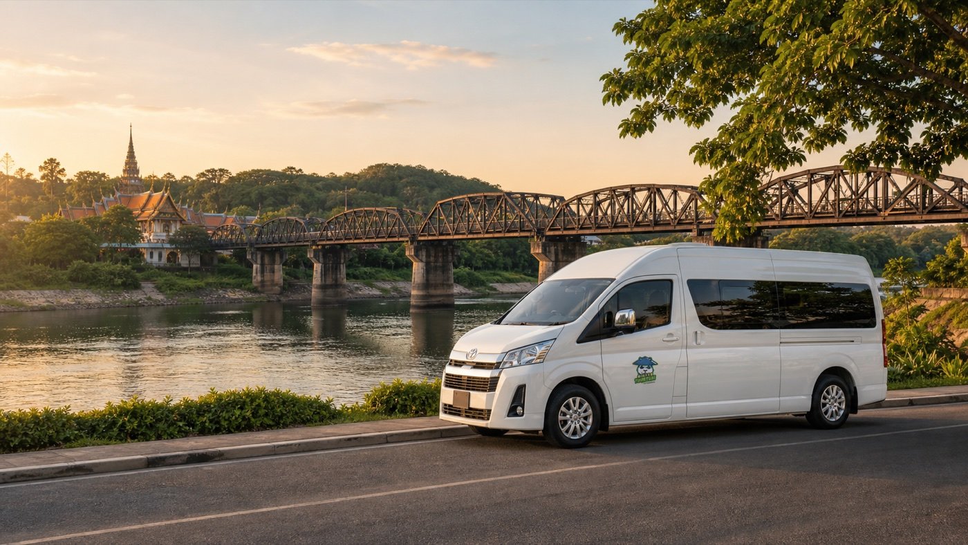 Private van on a heritage route in Central Thailand