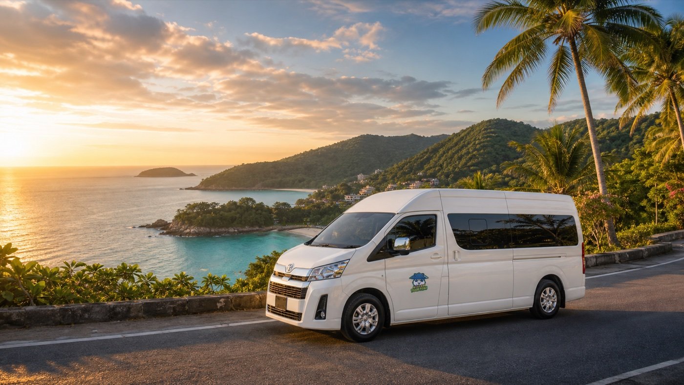 Private van on a Phuket coastal road