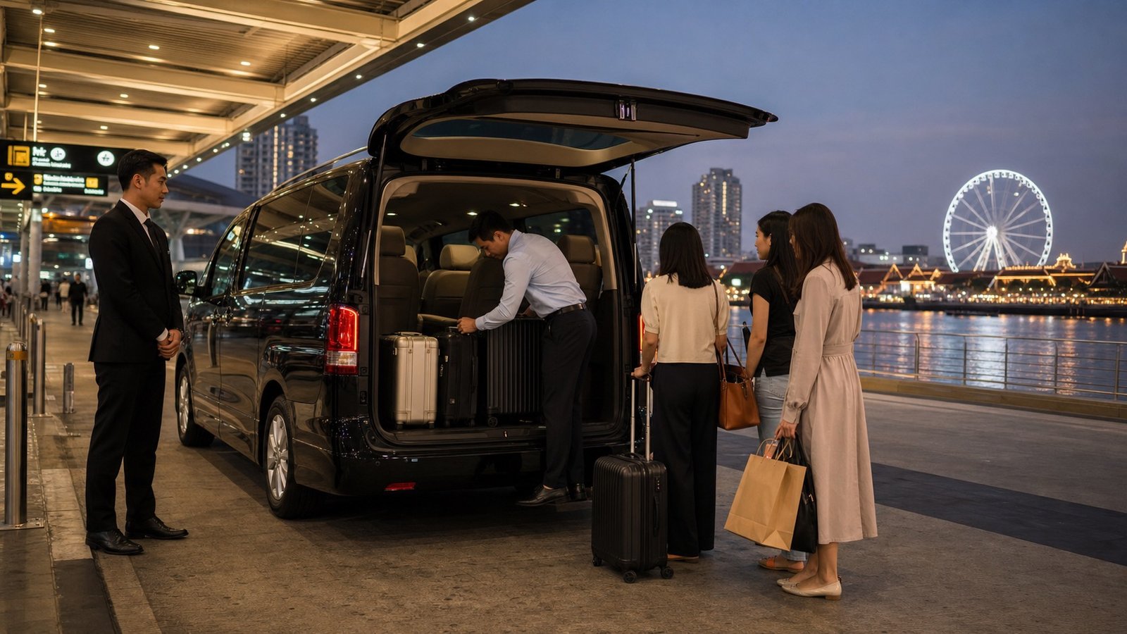 Bangkok Airport to Asiatique by Private Van: Riverside Evening Arrival Planning visual 1