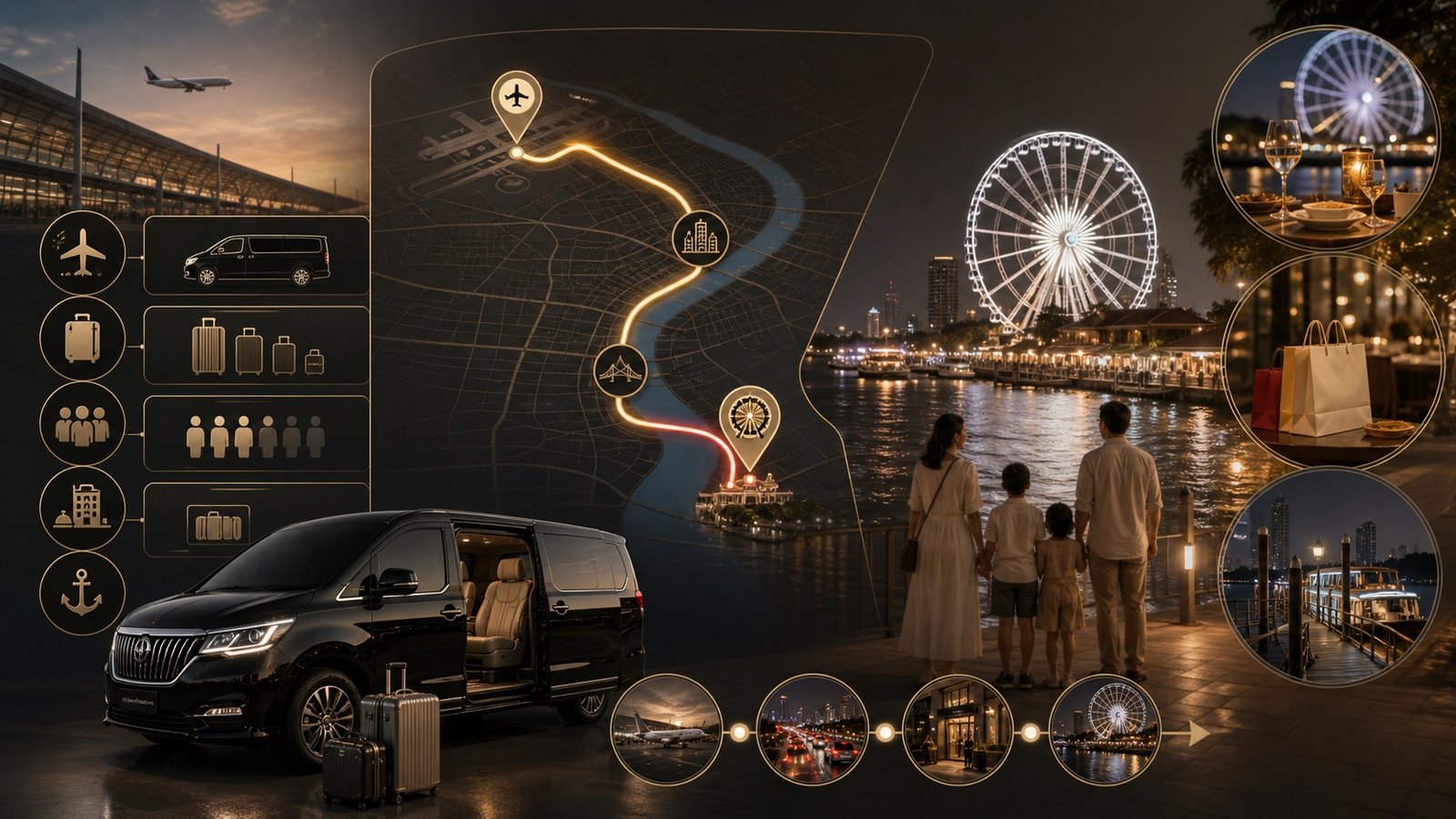 Bangkok Airport to Asiatique by Private Van: Riverside Evening Arrival Planning visual 2