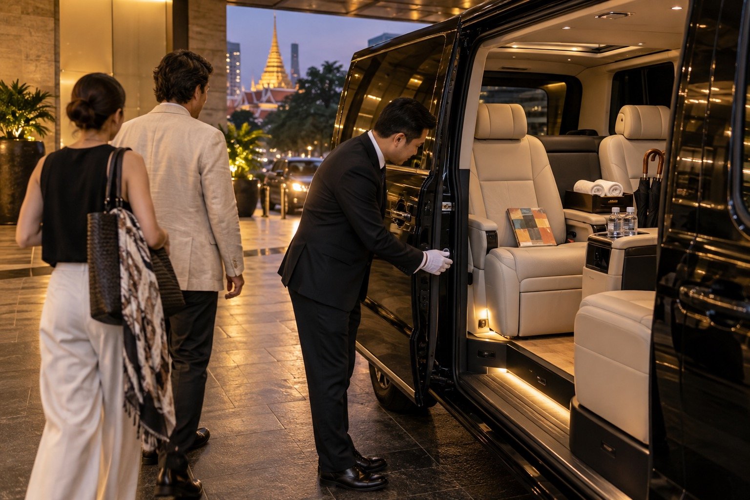 Premium private van interior prepared for Bangkok culture travellers after an art route
