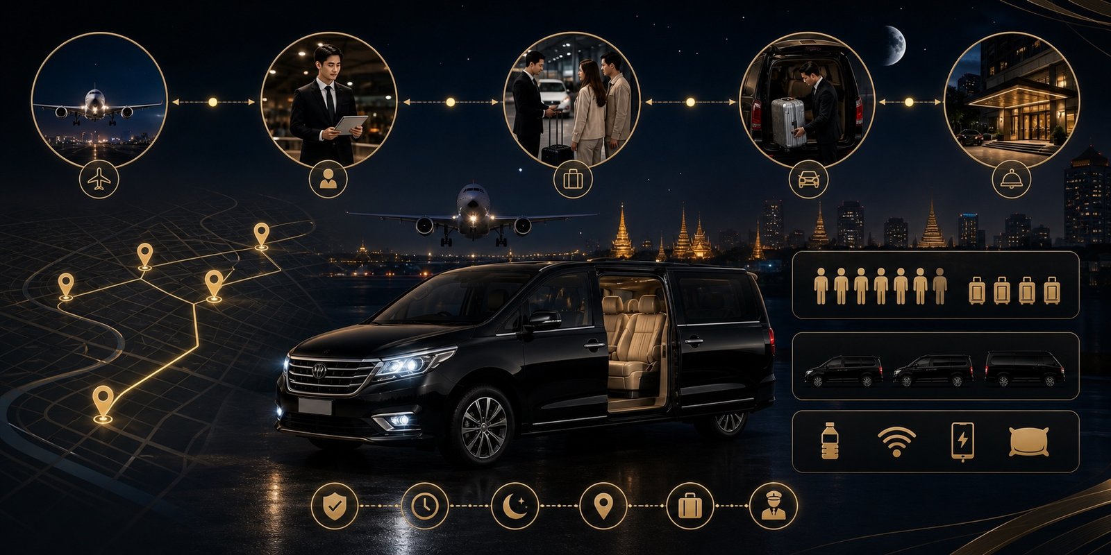Bangkok Late Arrival Transfers by Private Van: Night Pickup Planning visual 2